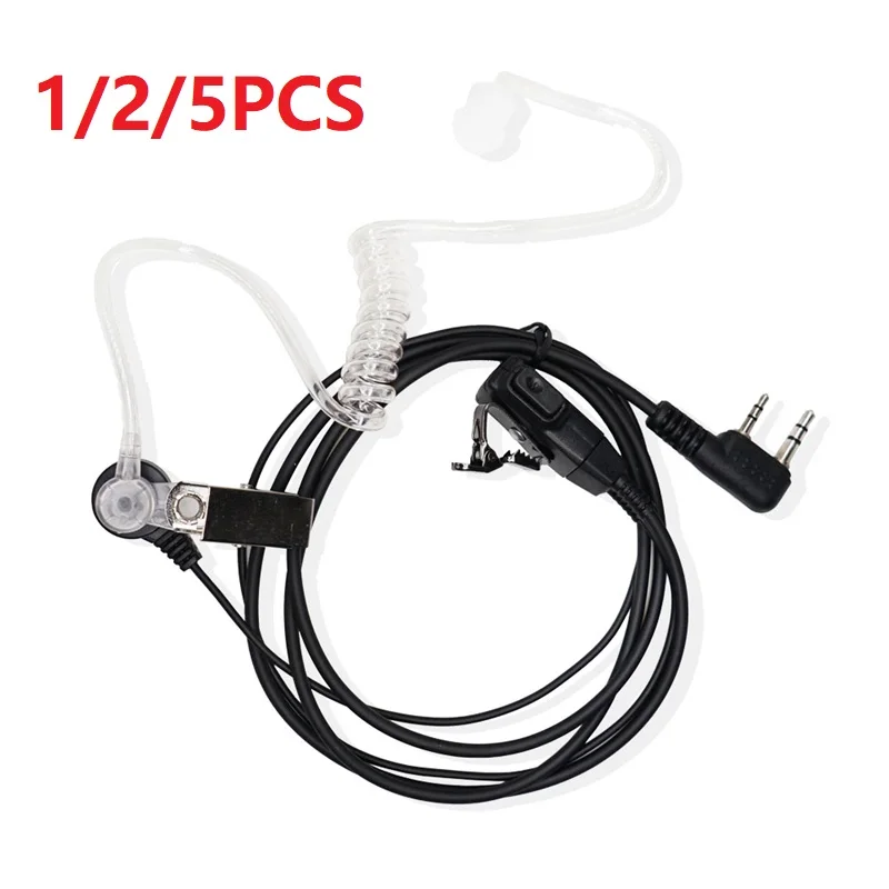 1/2/5pcs Walkie Talkie Acoustic Air Tube Headset 2 Pin PTT Earpiece Earphone For Baofeng UV-5R BF-888S UV-21 PRO Quansheng UV-K5