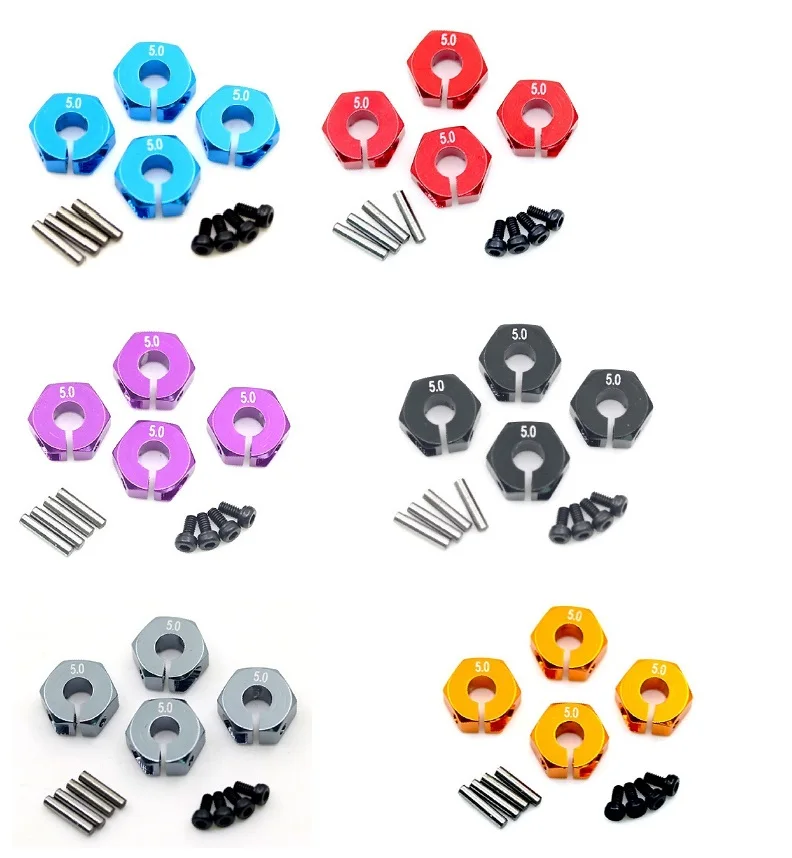 7colors 4pcs Aluminum Alloy Metal 5mm Thick Wheel Rim Hex Drive Adapter 12MM for HSP All 1/10 R/C On-Road Drift Car 94123 94122