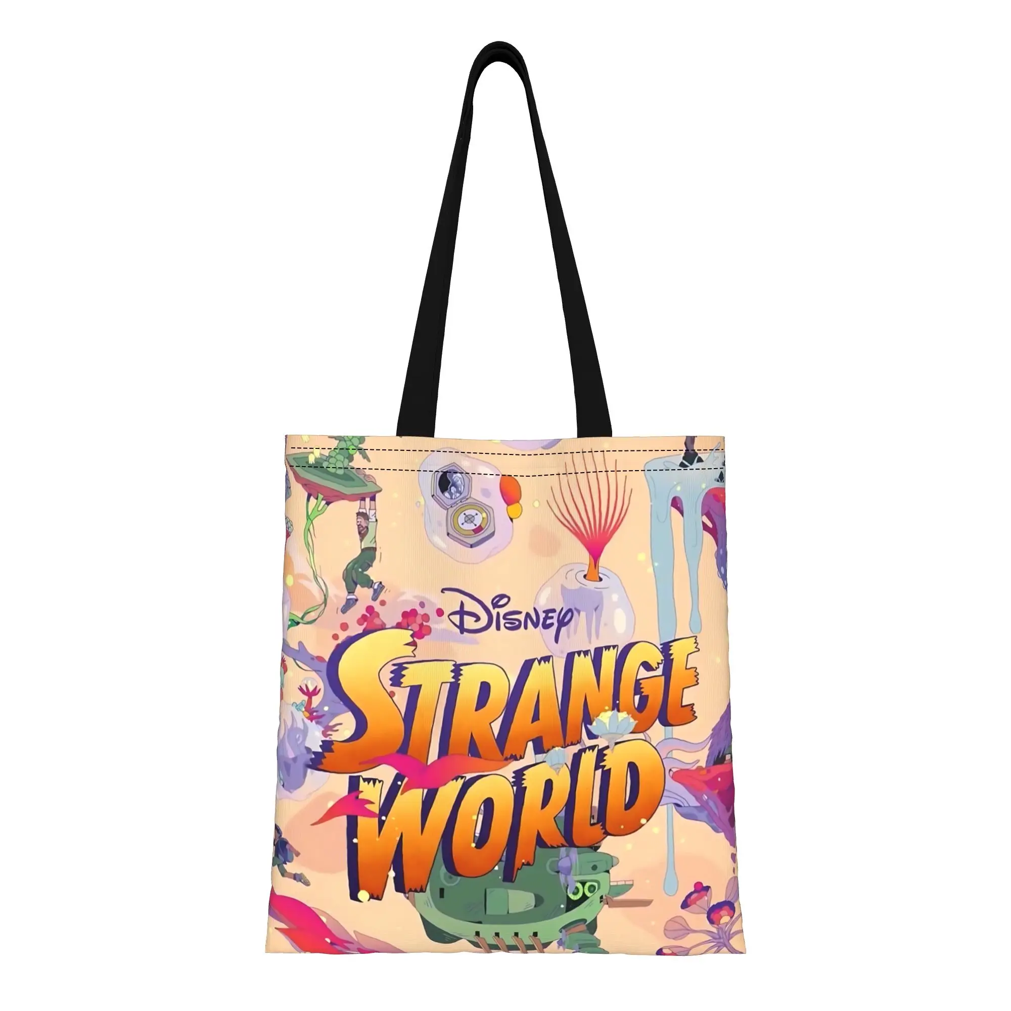 

1PC Valentine's Day Disney cartoon Reusable Double Sided Canvas Tote Bag Shoulder Strange World Handbag
