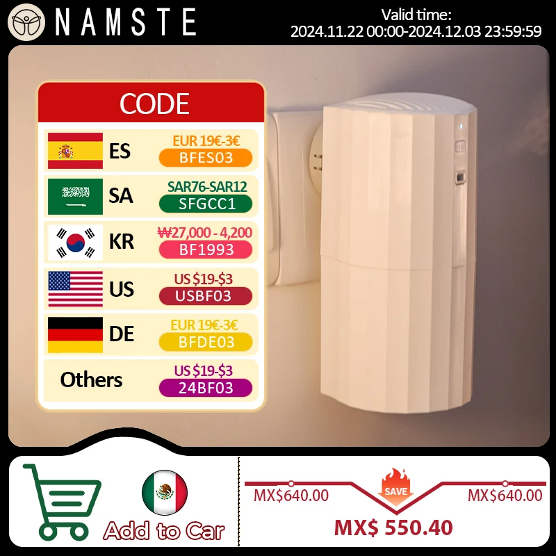 NAMSTE WiFi Bluetooth Aromatherapy Machine Electric Aromatic Essential Oils Home Fragrance Room Aromatizer diffuser Air purifier