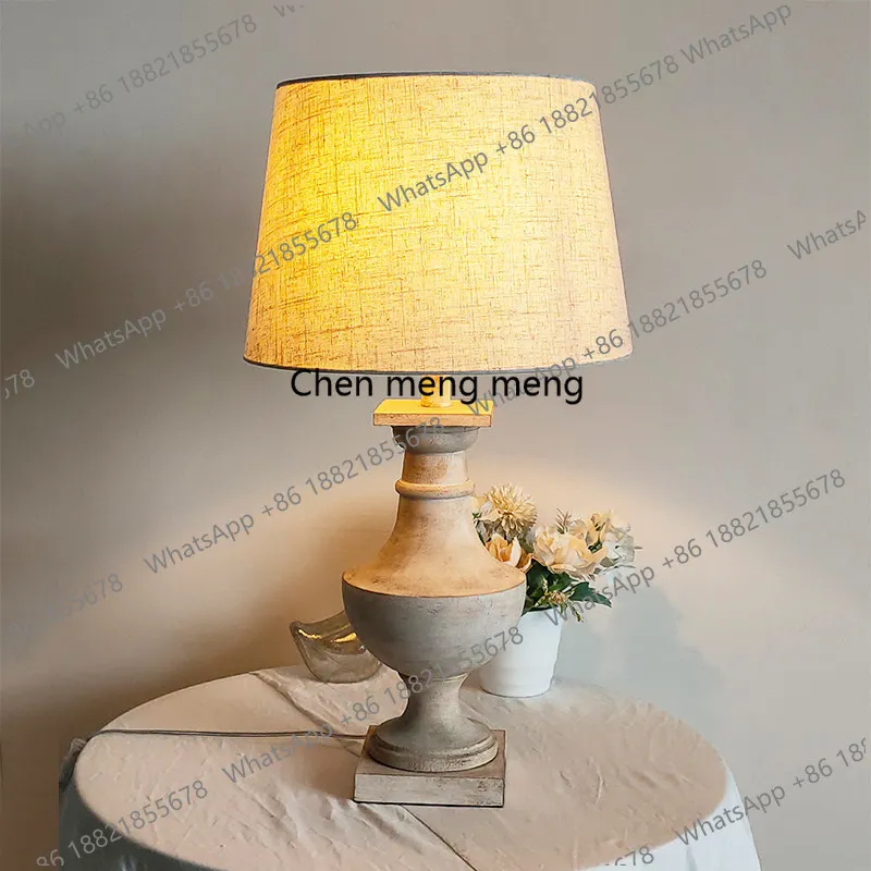 medieval solid wood table lamp square antique bedroom bedside lamp living room bed and breakfast club decorative fabric lamps