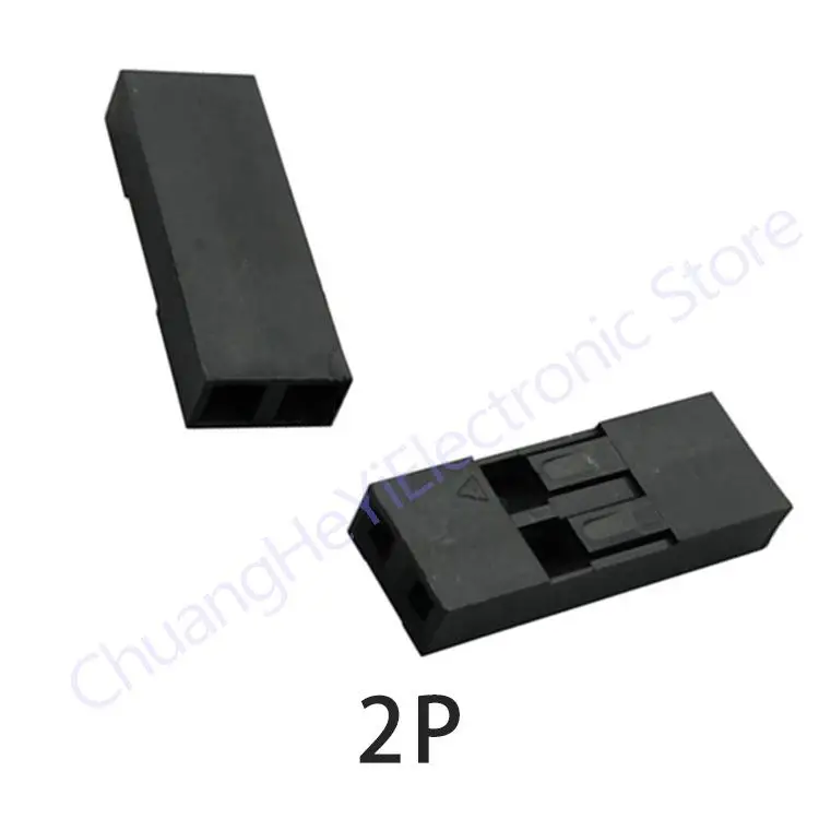 100Pcs Dupont Plastic Shell 2Pin 2.54mm Dupont Connector 2P