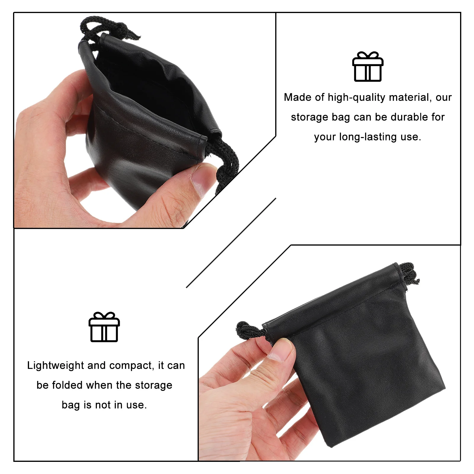 

6Pcs PU Storage Bag Waterproof Jewelry Pouches Drawstring Portable Durable for Cosmetics Small Items Waterproof PU Packaging Bag