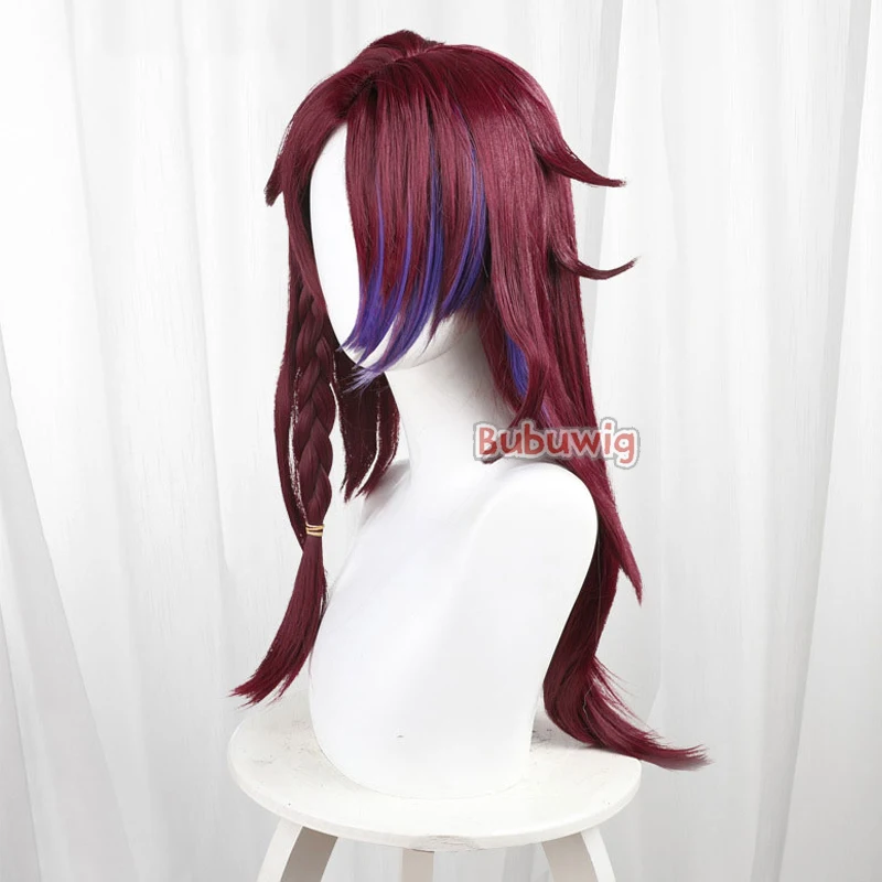 Bubuwig Synthetic Hair Chasca Natlan Cosplay Wigs Genshin Impact Chasca Natlan 60cm Wine Red Mixed Purple Wig Heat Resistant