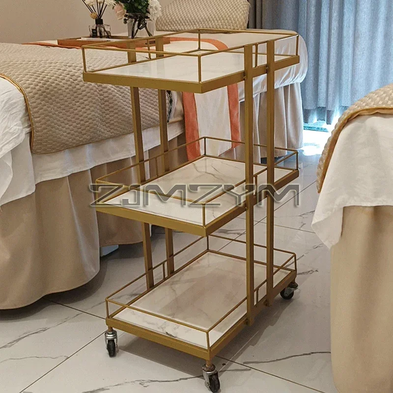 Multi-layer Iron Cart Beauty Salon Trolley Cart Food Serving Cart Manicure Auxiliary Hairdressing Furniture