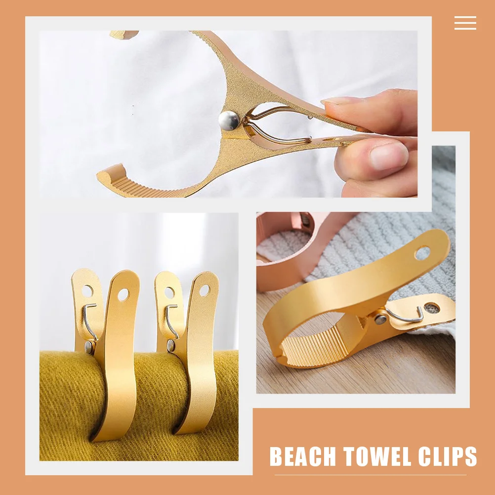 

2 Pcs Clothespin Windproof Towel Clips Seashells Beach Clothing Large Quilt Drying Clamp Golden for Sand Extra Baby
