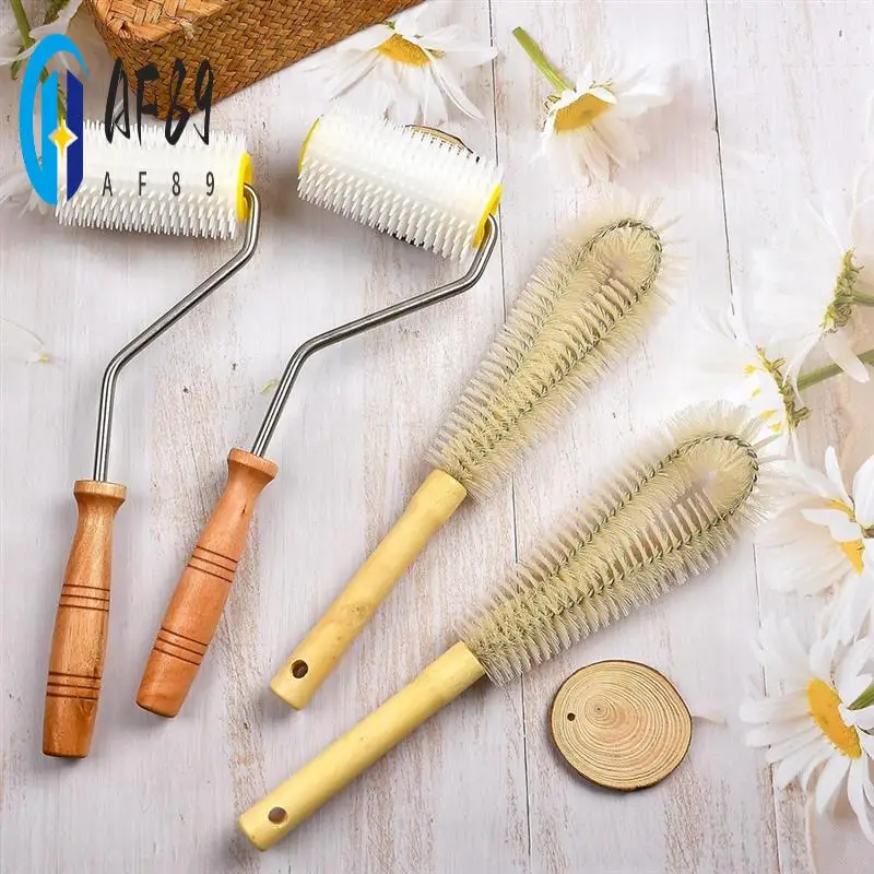

AF89-4 Pcs Honey Extractor Uncapping Needle Roller Tool With Wood Handle For Beekeeper, Honey Extractor Spinner