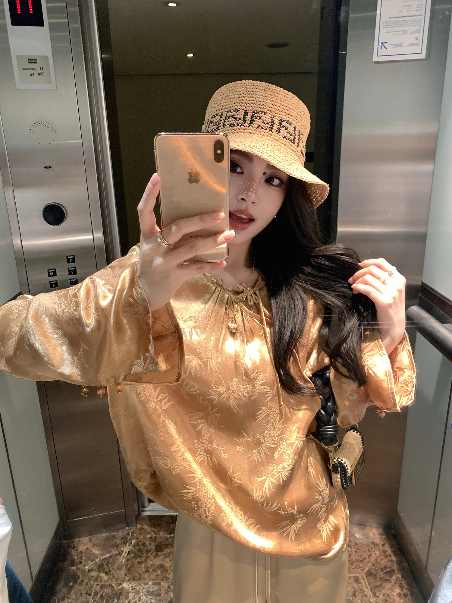 

Женская китайская блузка Ele Lady's Lilylikes Qingfeng Shadow Book Door Fly, премиум-качество, длинный рукав, круглый вырез, свободный крой