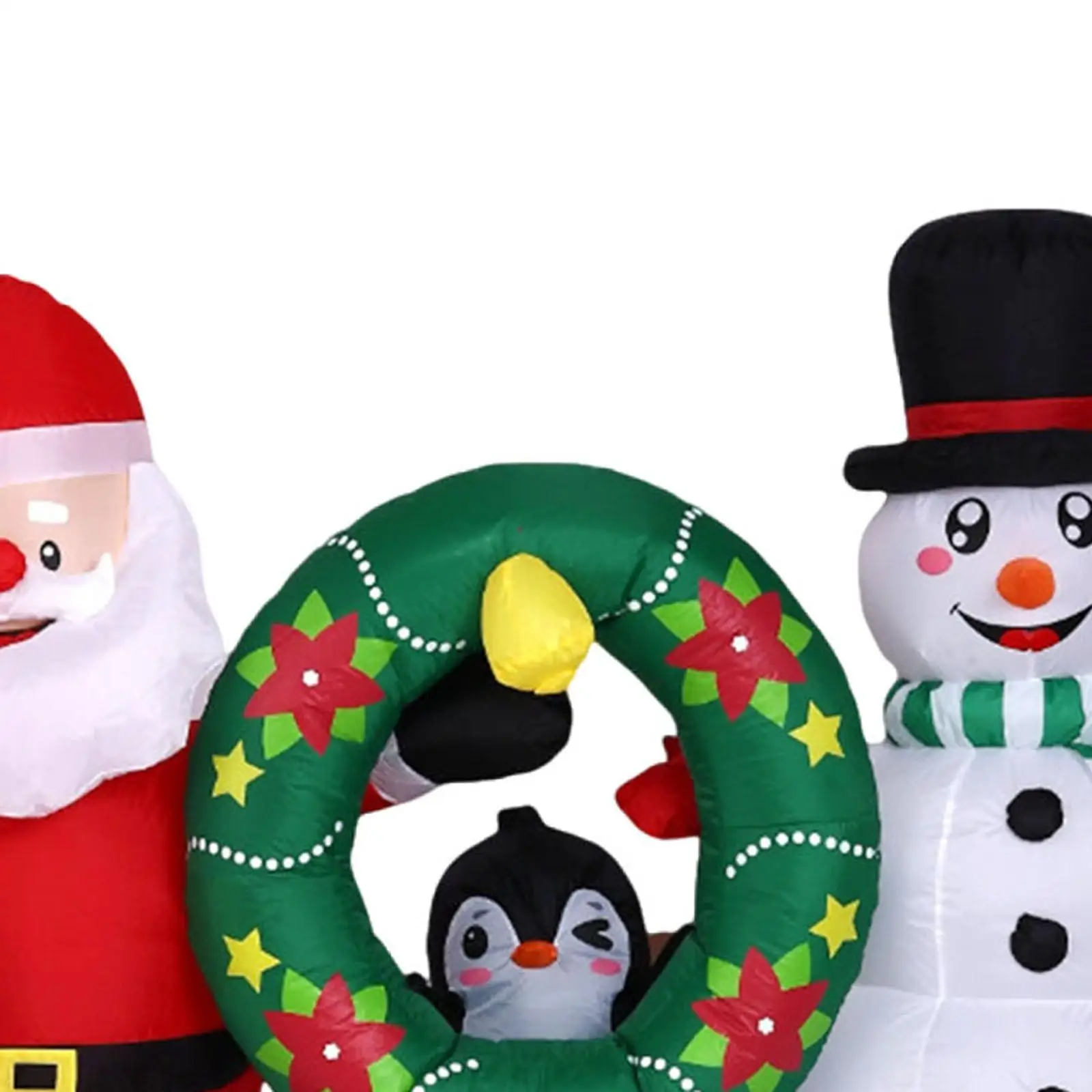 Christmas Inflatables Decoration,Outdoor,Light up,Xmas Decoration Santa Penguins Snowman with Wreath for Yard Holiday Lawn view 6