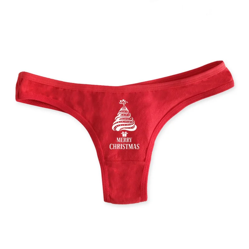 Red Cotton Thongs Underwear For Women Christmas Thongs Sexy Xmas G String Panties Female Lingerie G-String Thong