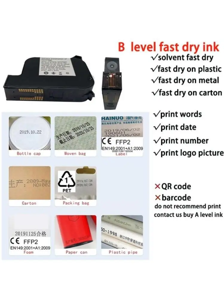 

652F Refill For ZK2588 12.7mm Height Black Cartridge Quick dry Cartridges for Hand Inkjets Printers