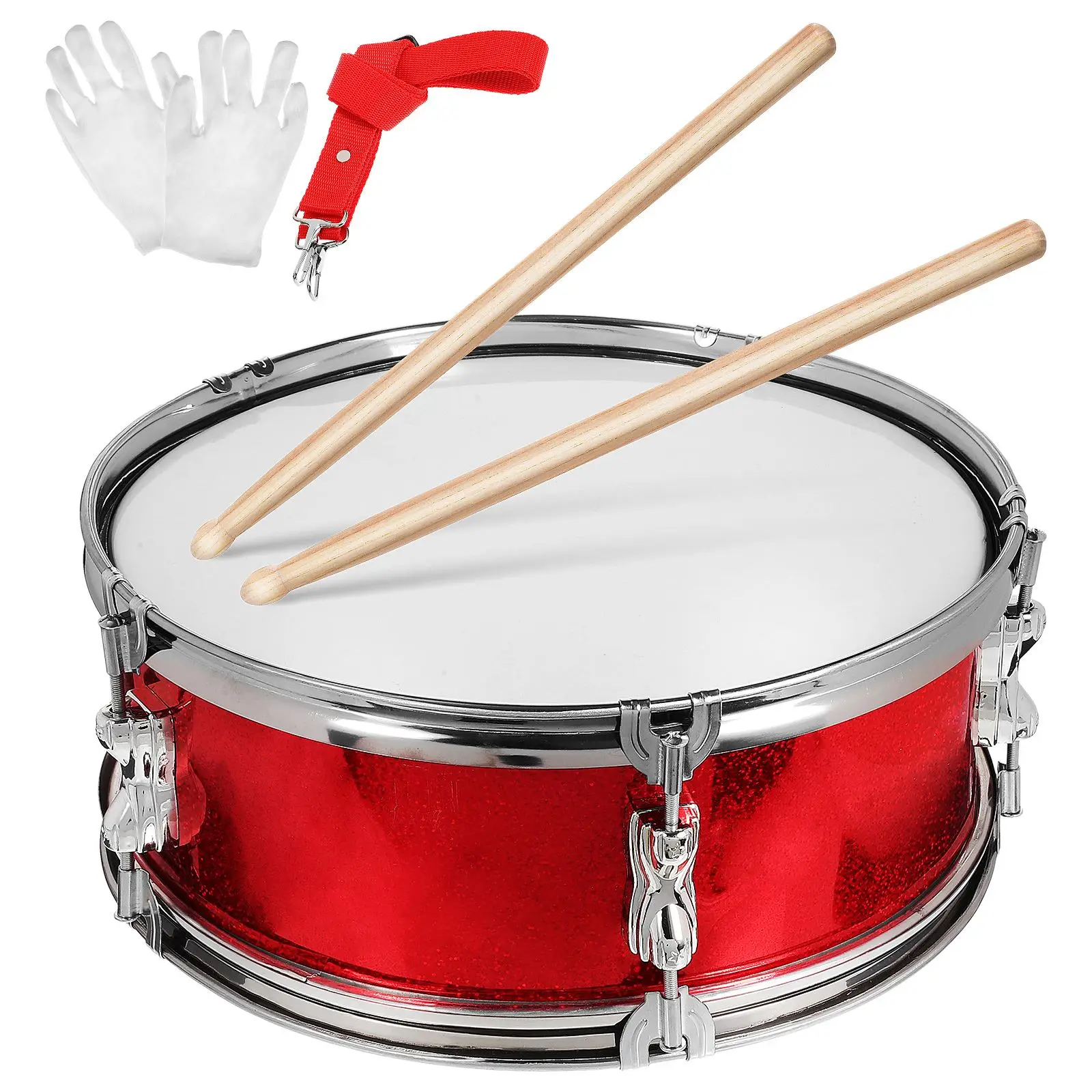 Marching Drum Set Snare Drum Kid Drum Musical Instrument with Drumsticks Drum Belt and Ceremonial Gloves