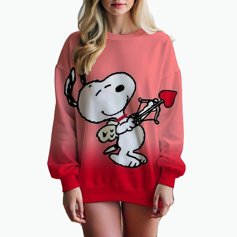 Woman\'s Hoodie New Autumn/Winter Fashion Y2K Snoopy cartoon print Sweatshirts Round Neck Coat Loose Long Sleeve Hatless Hoodie