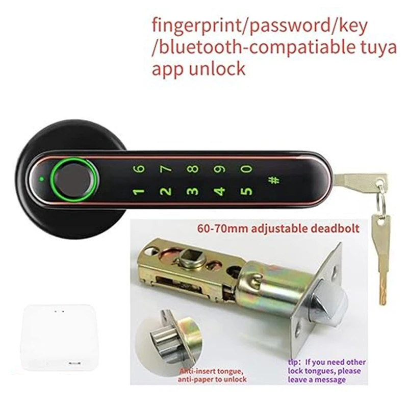 Fingerprint Door Lock para quarto e escritório, Bluetooth, Tuya Celular, Desbloquear Senha, Smart Handle, Casa