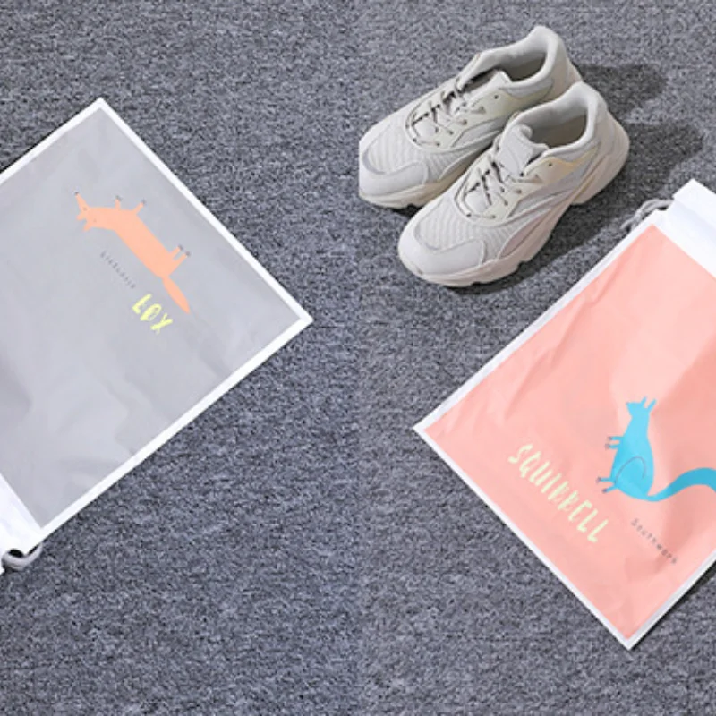 Waterproof Drawstring Organizer Bag for Travel Clothes Shoes Towels Cute Cartoon Dustproof Storage Solution Portable Storage