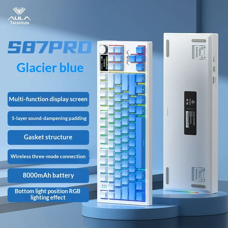 S87 PRO Tri Mode Wireless Mechanical Keyboard Hot Swap Gasket Structure Stylish RGB Desktop Keyboard For Gaming Office