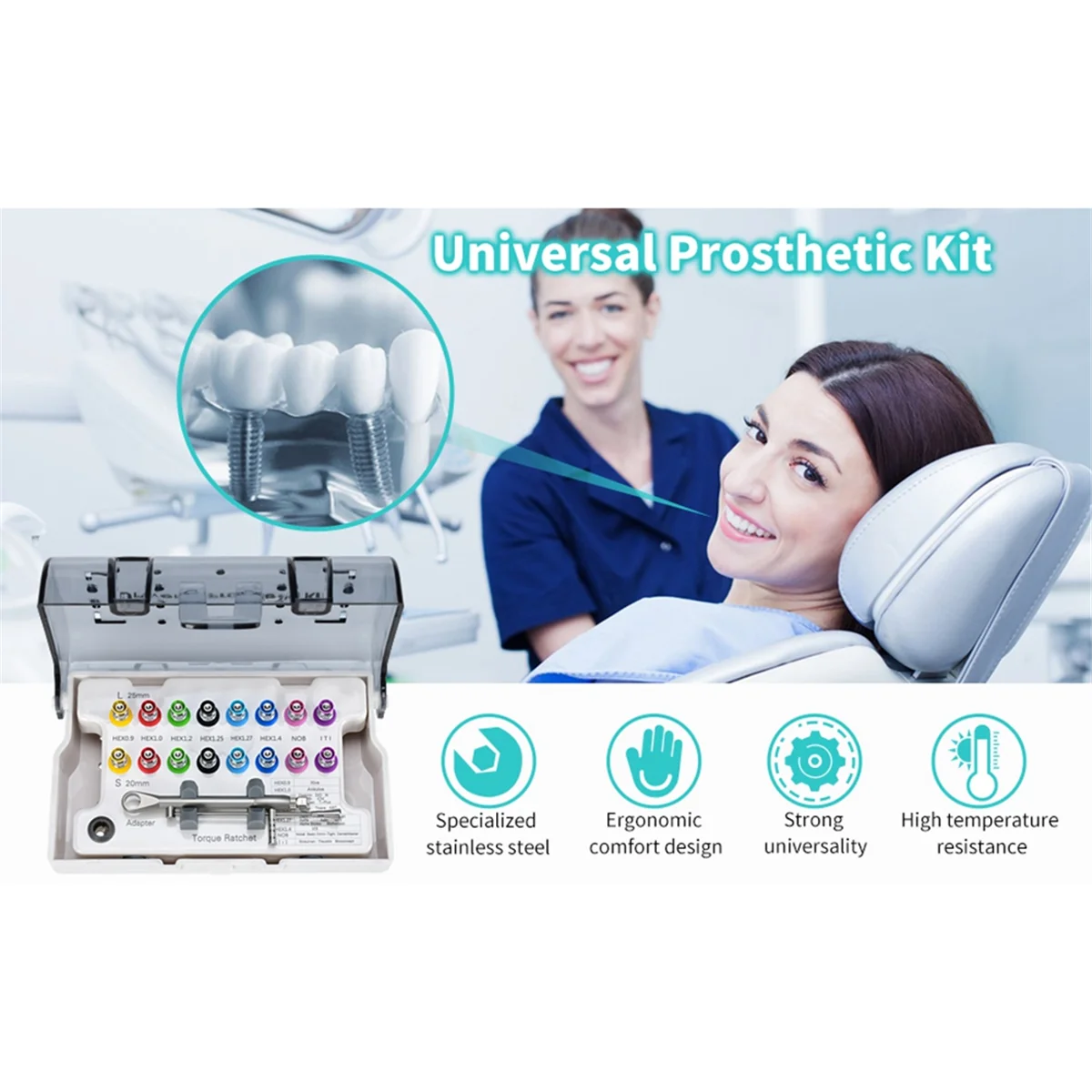

BOFOF Dental Implant Kit, Prosthetic Torque Wrench Screwdriver Tool, Manual Torque Wrench, Fixing/Removing Implant Restoration