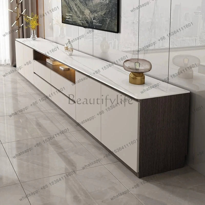 

Slate floor-to-ceiling TV cabinet light luxury modern simple small apartment living room home advanced sense