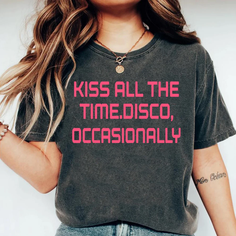 HS Kiss All The Time Disco Occasionally T-shirt 2026 New Album Kiss All The Time Summer O-Neck Short Sleeve Tshirt Y2k Fan Tops