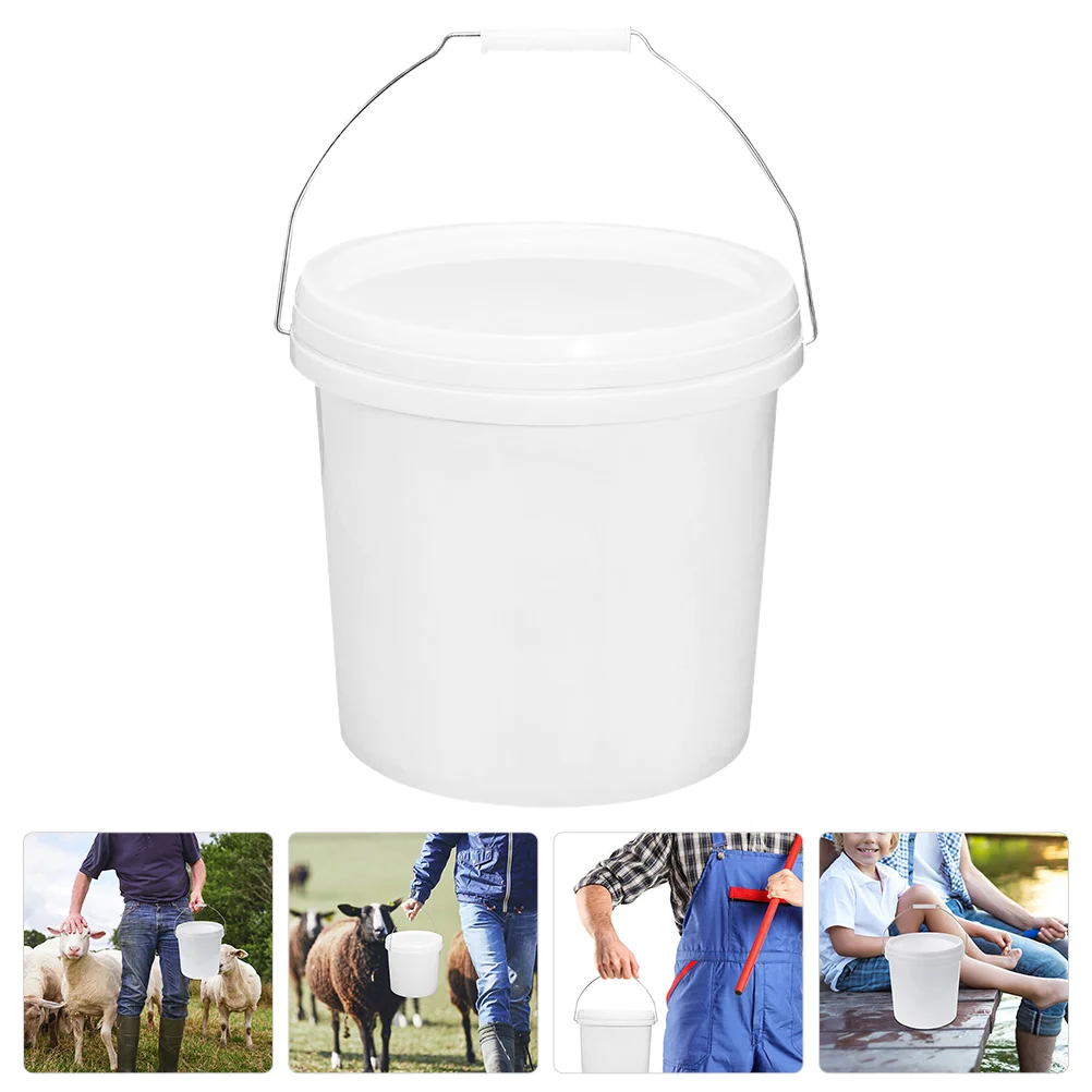 Plastic Barrel Small Bucket with Handle Water Thickened Cover Screw Cap for Dormitory Wash Beach Sand Cleaning Buckets Empty