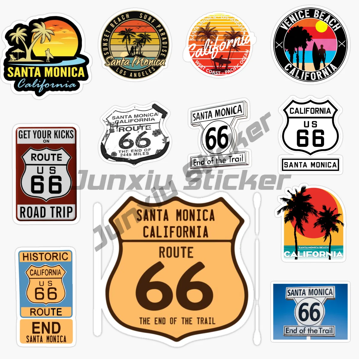 

Santa Monica, California, USA, Los Angeles, Coastal City Resort Stickers Vinyl PVC Self-adhesive Decoration Waterproof Decals
