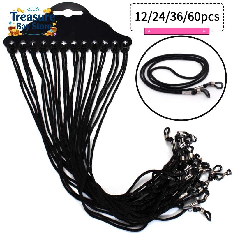 Sunglass Retainer Cord - 12/24/36/60pcs Eyeglass Cord Black Nylon Cord