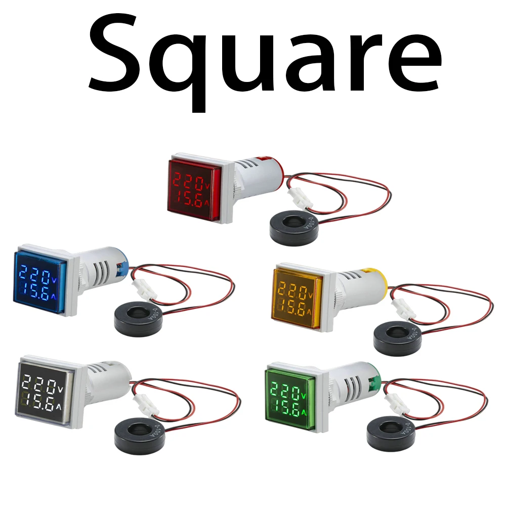 AC 50-500V 0-100A 사각형 LED 디지털 전압계 전류계 110V 220V 전압 전류 측정기 전압계 자동차 볼트 앰프 테스터 감지기