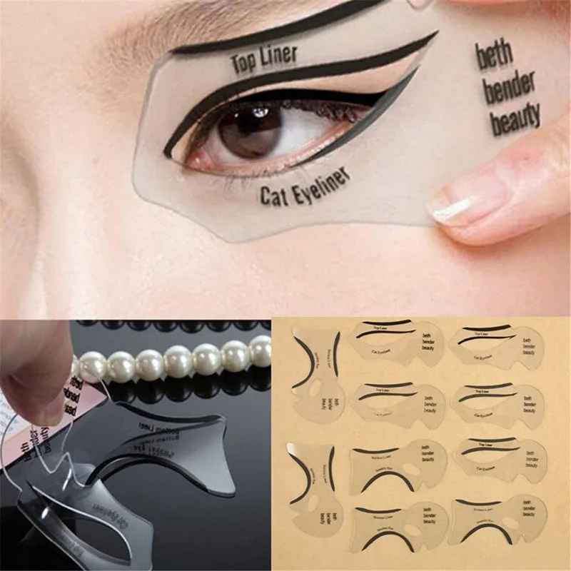 Stencil per Eyeliner modelli di Stencil per Eyeliner alato modello strumenti per modellare le sopracciglia modello di carta strumento per il trucco dell'ombretto 2 pezzi