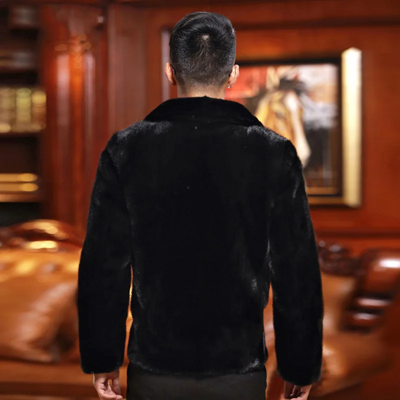 2021 Boutique Imitation Fur Mink Fur Coat Men's Black Fur Coat Plus Size European and American Coat Men's