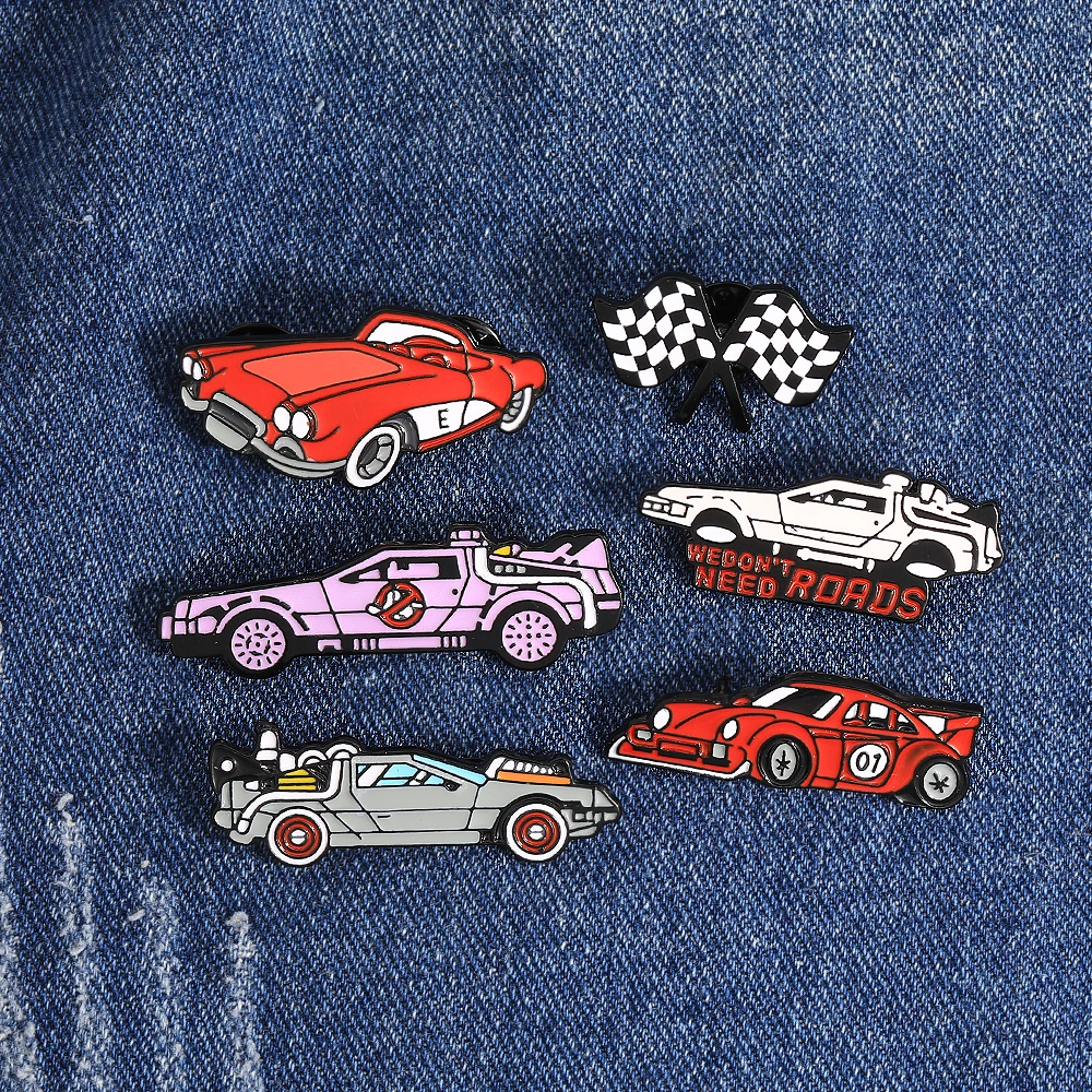 New Racing Car Collection Enamel Pins We Don't Need Roads Brooches Racer Gift Wholesale