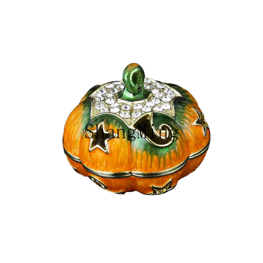 

DSA small pumpkin storage box, high-end exquisite diamond-encrusted hollow pumpkin jewelry box, desktop small ornament.