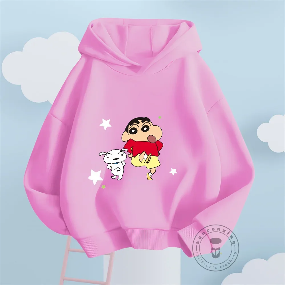 2024 Spring and Autumn Cute Kawaii Crayon Shin-Chan Loose Casual Hoodie Cartoon Printing Ins Boys Girl Birthday Gifts