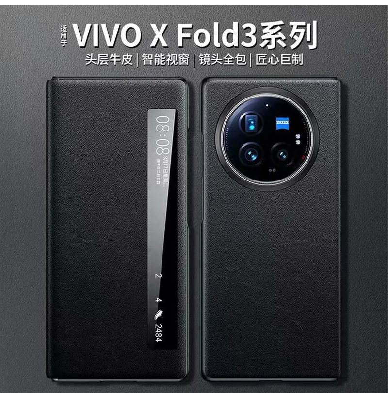 

For Vivo X Fold3 Pro X Fold 3 Flip Leather Case Window Smart Phone Case For Vivo X Fold3 Pro 360 Cover Shell Skin Bag Full Body