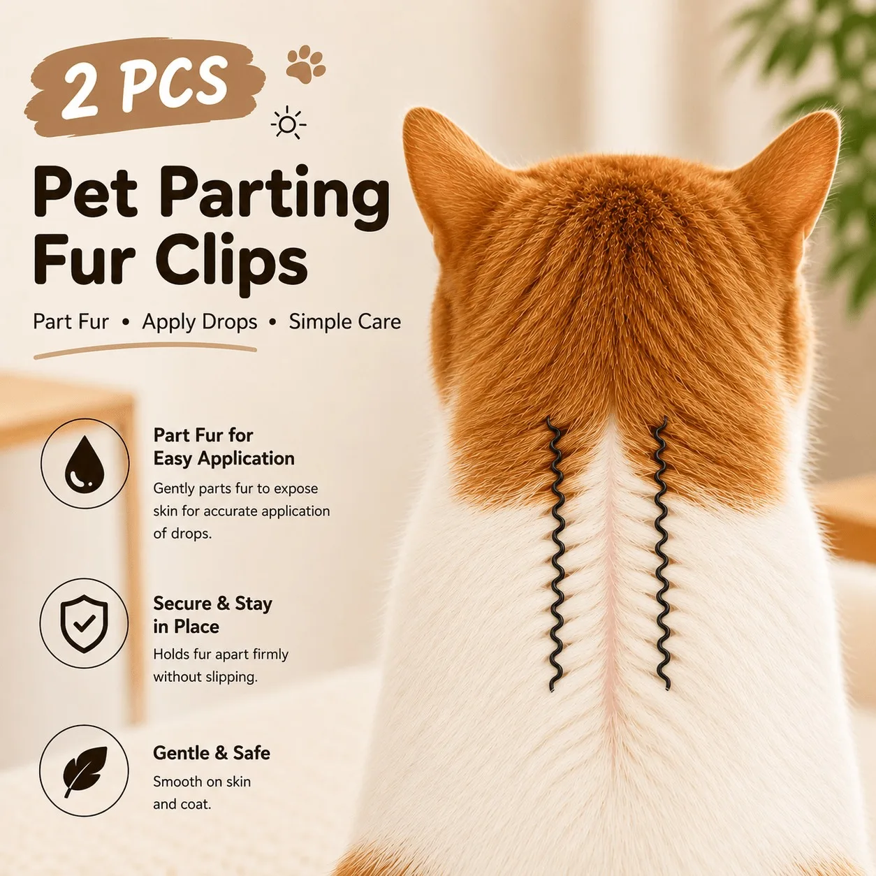 2-piece pet grooming set, suitable for cats and dogs, used as an auxiliary tool for applying topical medications..