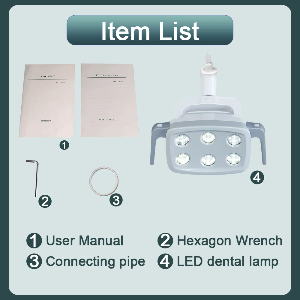 โคมไฟ LED 6ดวงสำหรับใช้ในทางการแพทย์โคมไฟเก้าอี้ทันตกรรมแบบไม่มีเงา