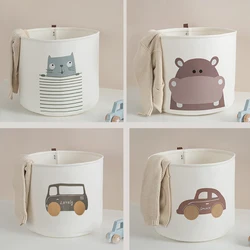 Foldable Toy Storage Bucket Baby Laundry Basket Cute Cartoon Car Picnic Dirty Clothes Basket Box Canvas Organizer Cartoon Animal