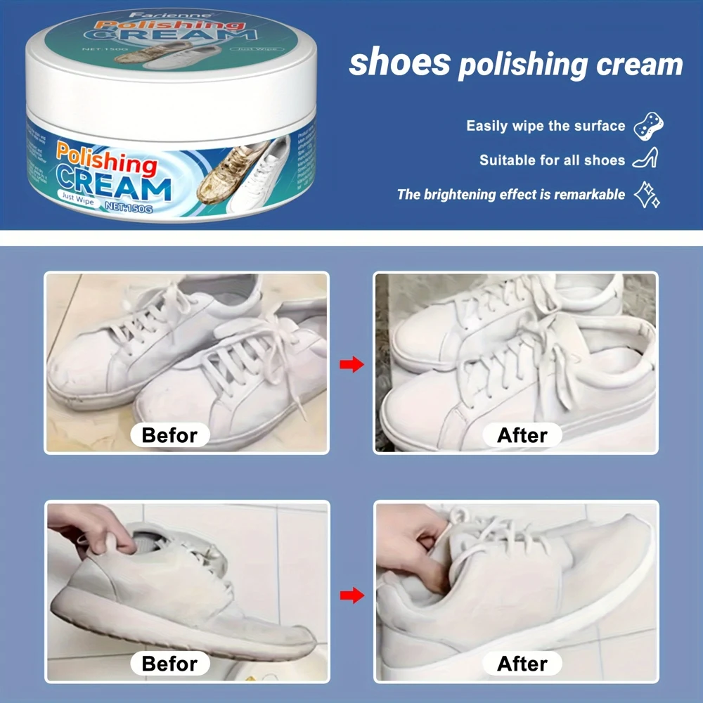 

Профессиональный набор для ухода за обувью - 150 г, быстрое протирание, осветляет все цвета обуви без воды, удаление пожелтения и отбеливания, парфюм