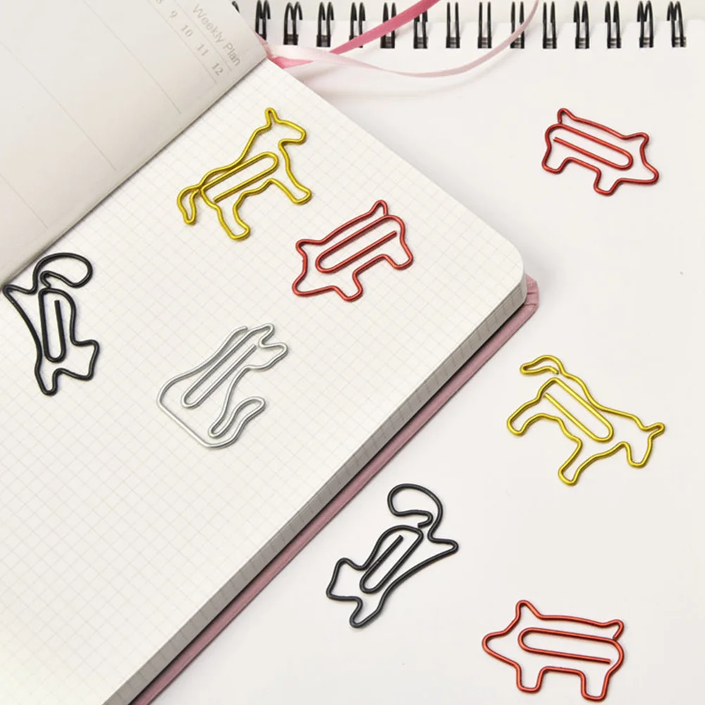 

100Pcs Adorable Cat Shaped Paper Clips Heavy Duty Metal Binder Clips No Rust for Letters Money Clip Holder Use