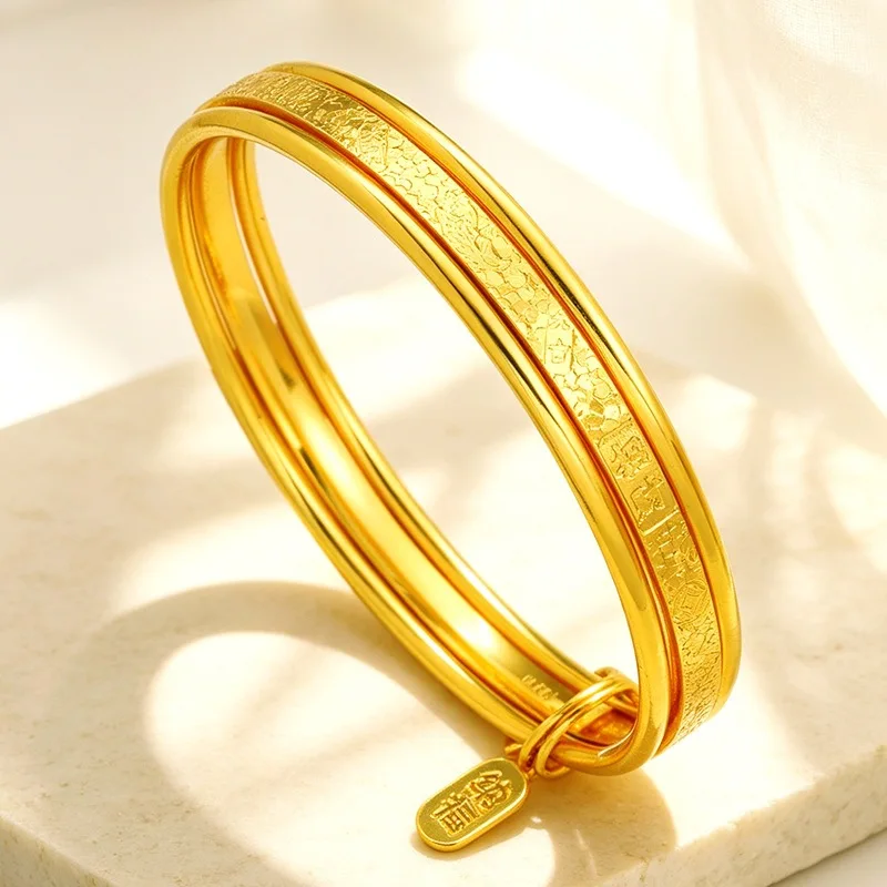 Luxury 24K 9999 Pure Gold real gold Gold shop with good words broken ice ice bracelet three generation three women's bracelet