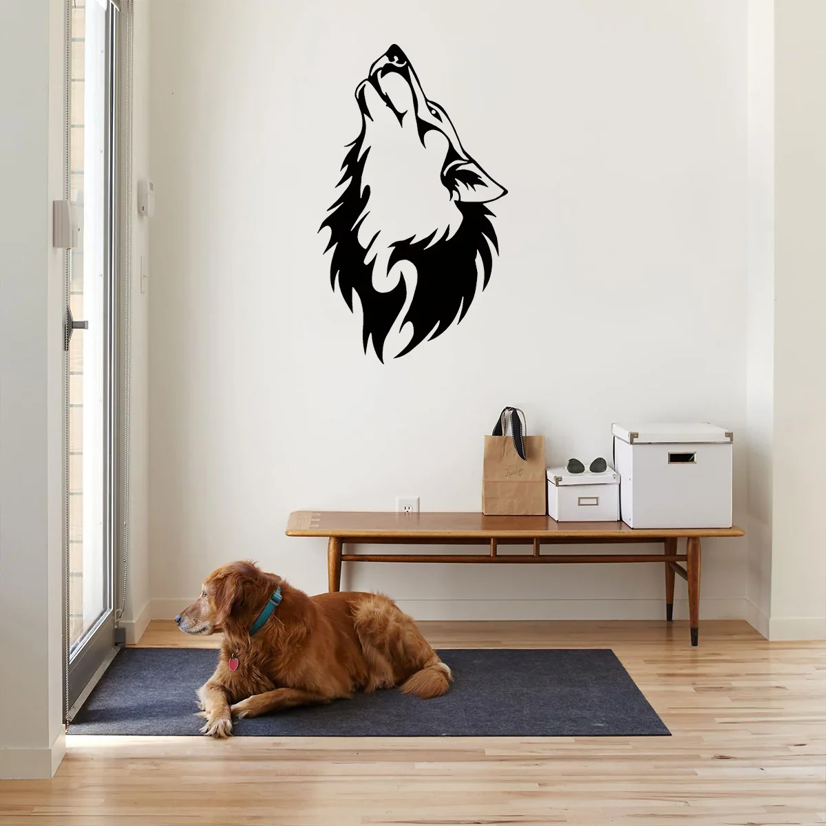 1pc Iron Wolf Head Metal Home Decor, Bedroom Decor Sticker Mural, Wall Hanging Decor, Halloween Room Bedroom Livingroom Decor