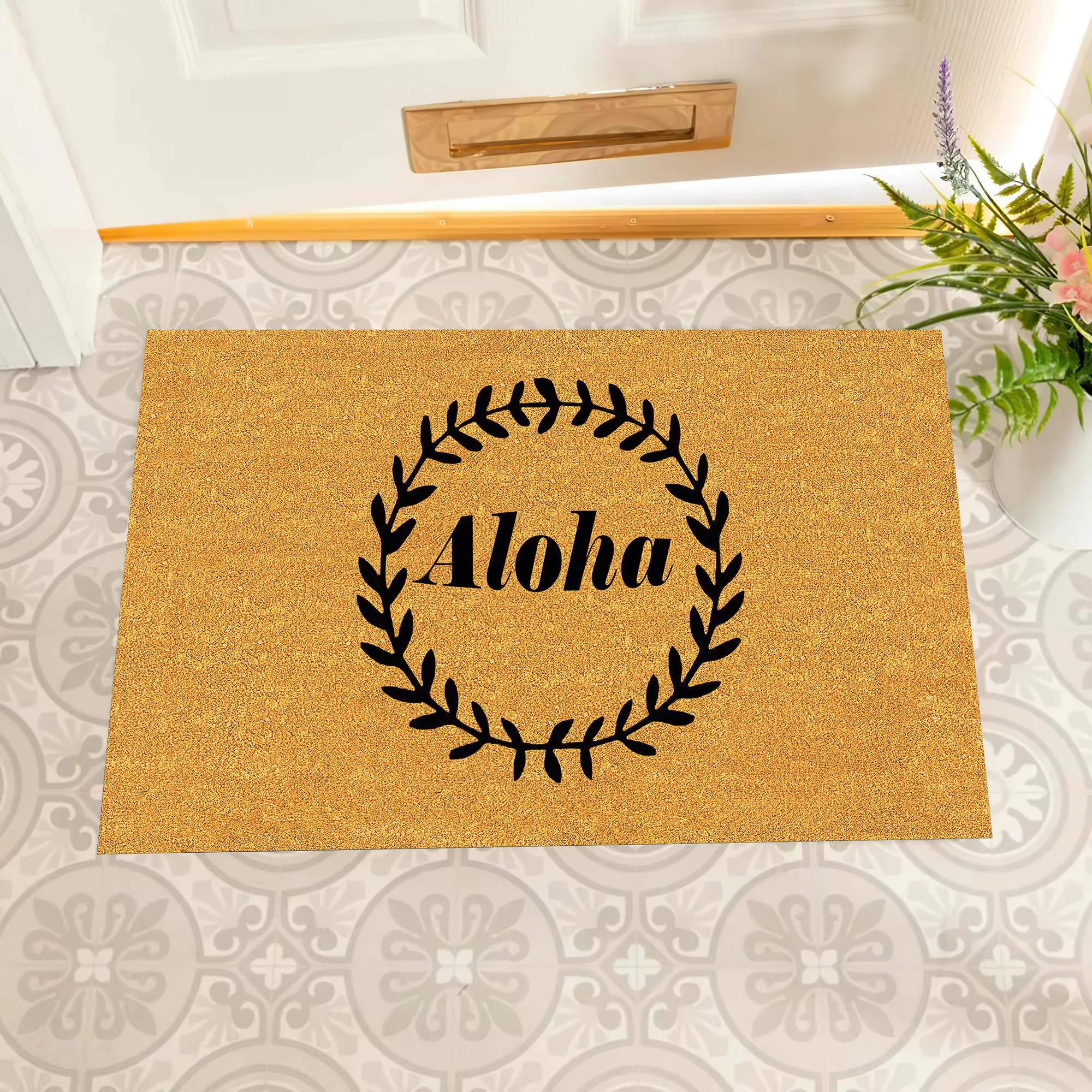

Aloha Doormat Non slip Rubber Backing Outdoor Entrance Floor Mat Decorative Rugs Welcome Mat Entryway