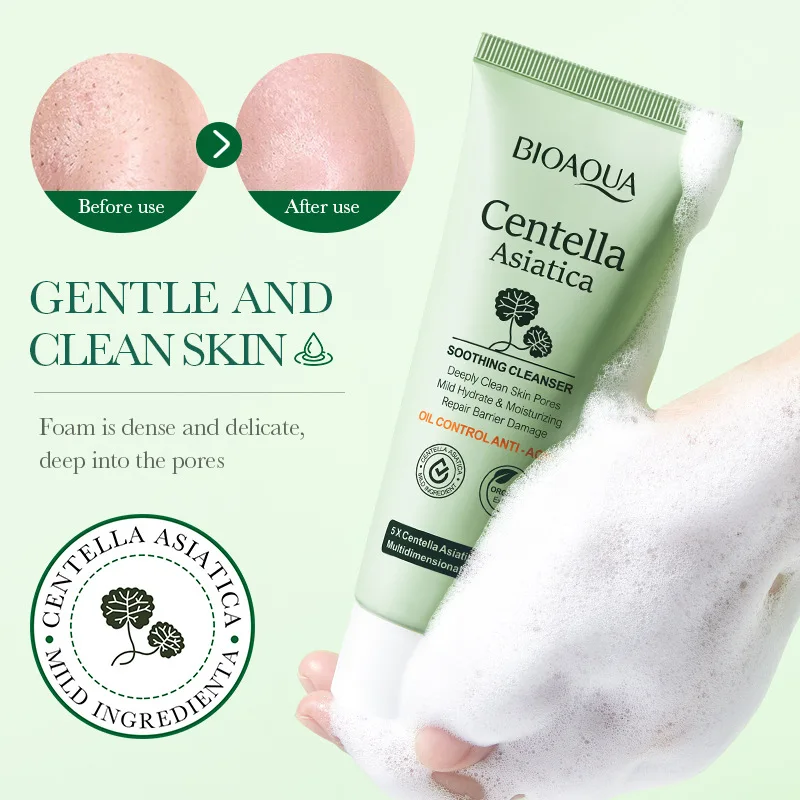 

Centella Asiatica Facial Cleanser Sulfur Strength Oil Control Face Cleansing Face Wash Foam Facial Cleanser Skin Care