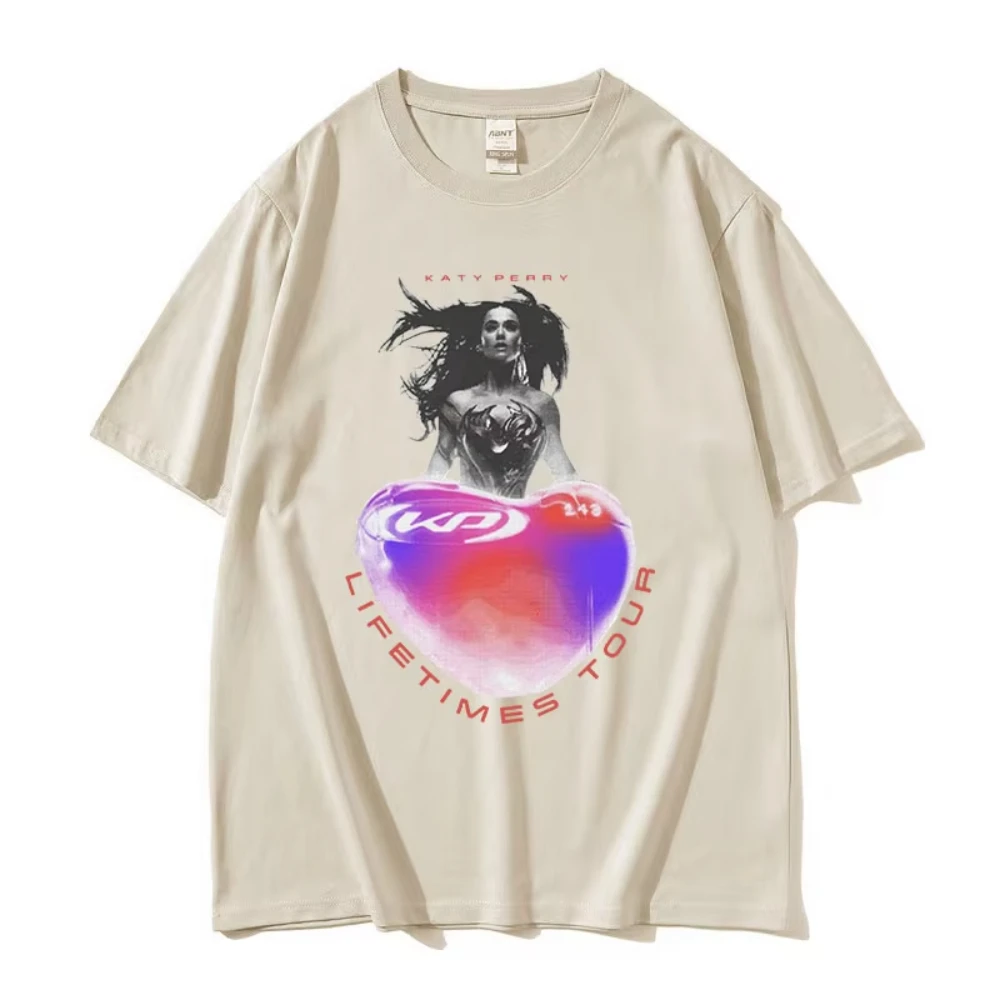 كاتي بيري 143 جولة مدى الحياة 2025 تي شيرت الرجال النساء ريترو عالية الجودة موضة تي شيرت الذكور القطن المتضخم التي شيرت الشارع الشهير