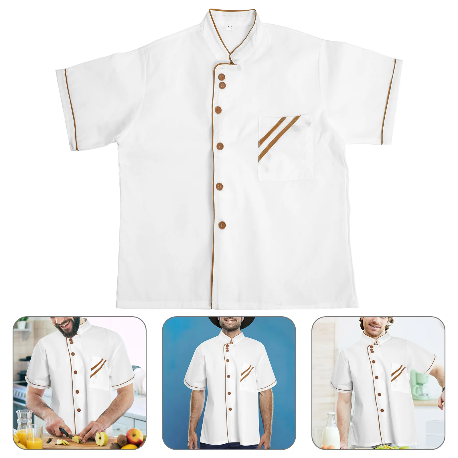 

Premium Unisex Short Sleeve For Restaurant Hotel Kitchen Workwear Oil Resistant Wearproof Easy Wash Loose Catering