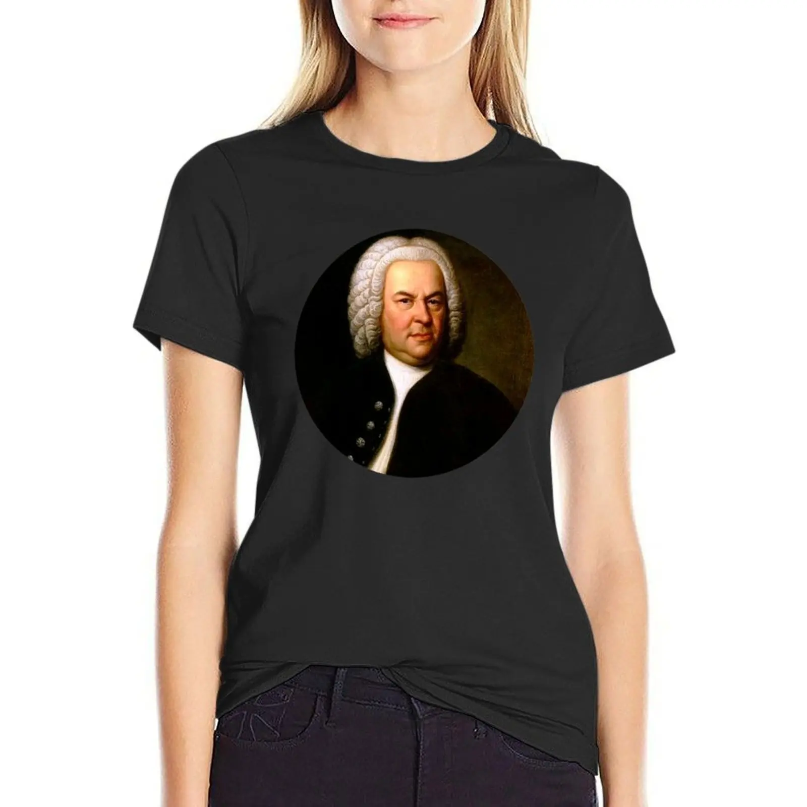 

Johann Sebastian Bach Composer Portrait T-Shirt summer clothes graphics plus sizes tshirts woman