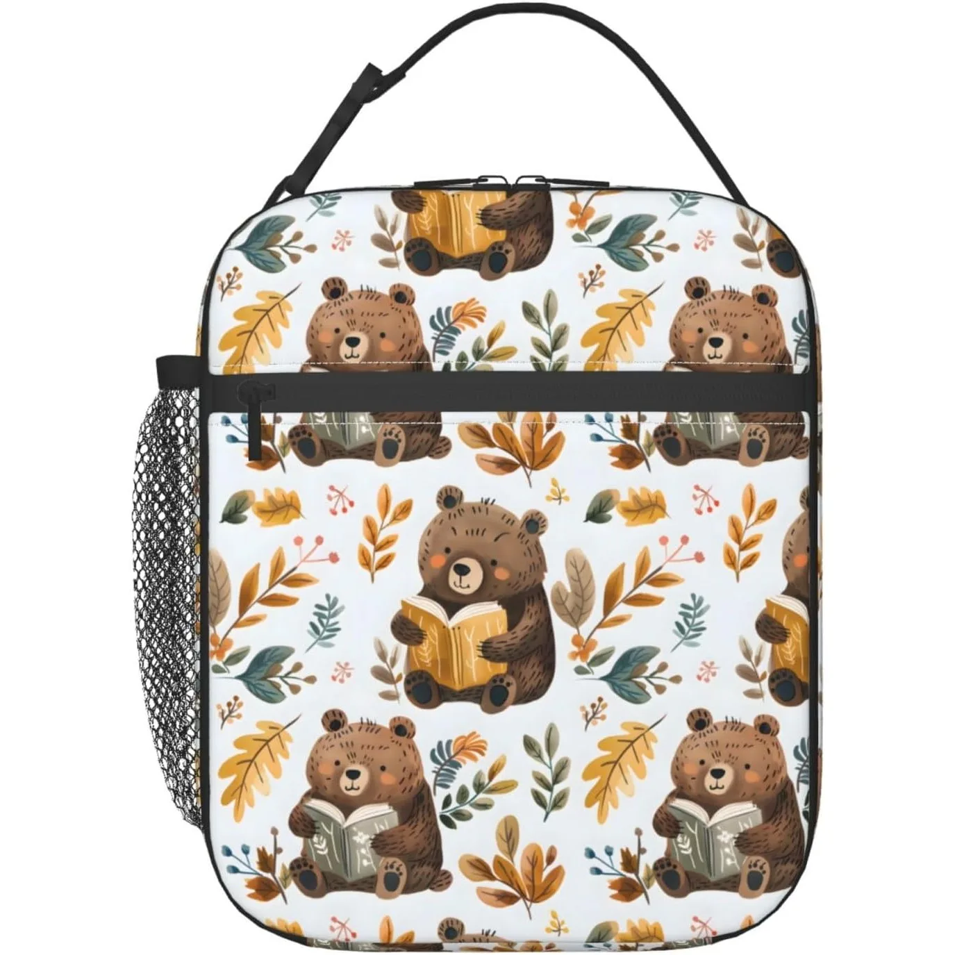 Whimsical Mouse Lunch Box for Women Girls, Insulated Cooler Adorable Mouse and Floral Lunch Bag