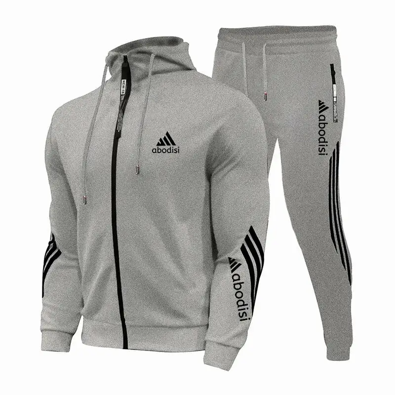 Set Of 2 Men\'s Workout Pieces, Casual Sportswear, Hooded, Branded Clothing, Fitness, Spring And Fall, New, Warm, 2024