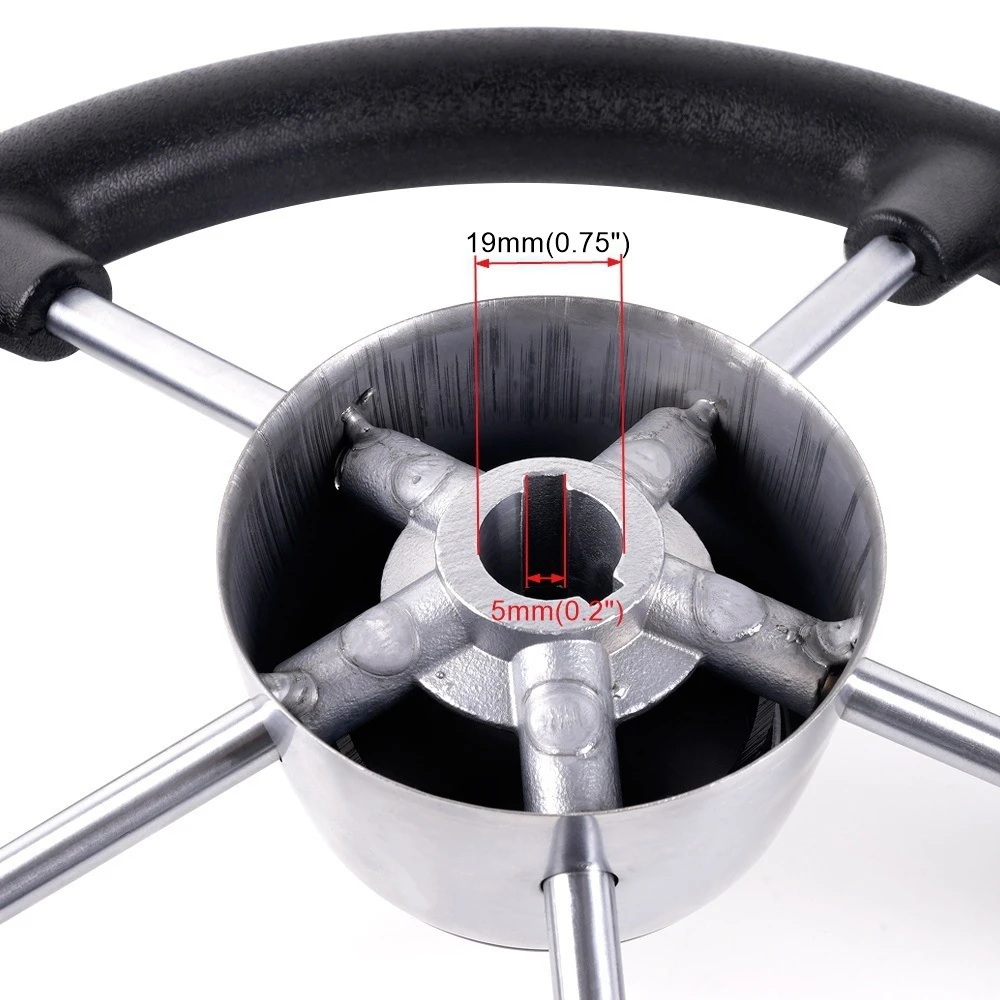 Boat Accessories Marine 13.5 Inch stainless steel 5 Spoke Destroyer Steering Wheel