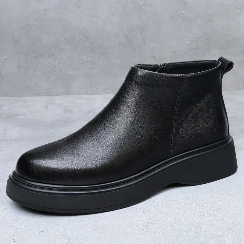 2026 Autumn Mens Ankle Chelsea Boots Luxury Handmade Platform Daily Outdoor Round Toe Fashion Retro Winter Warm Shoes for Man