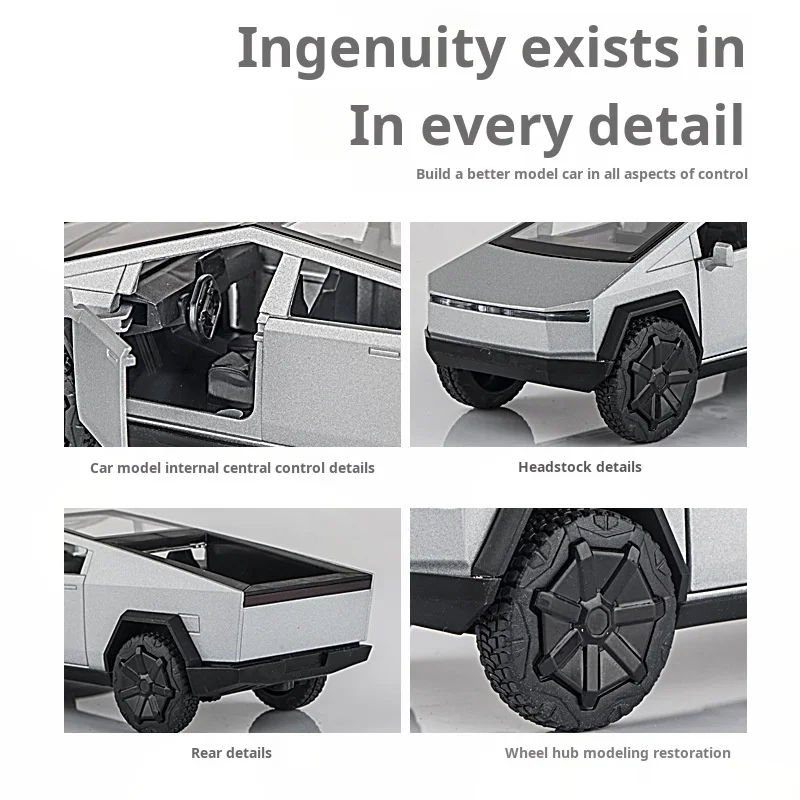 Voiture de Police pick-up 1:32, haute Simulation, modèle en alliage métallique moulé, son et lumière, Collection de jouets pour enfants, cadeaux pour Tesla